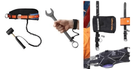 Tool-tethering belt and work-at-height accessories