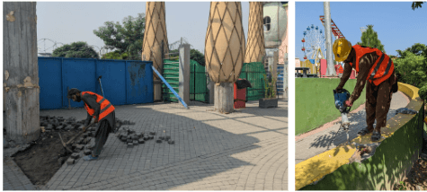 Paved connecting walkway around the business complex at Joyland