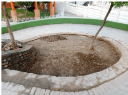Landscaped courtyard and paving around the business complex, Joyland