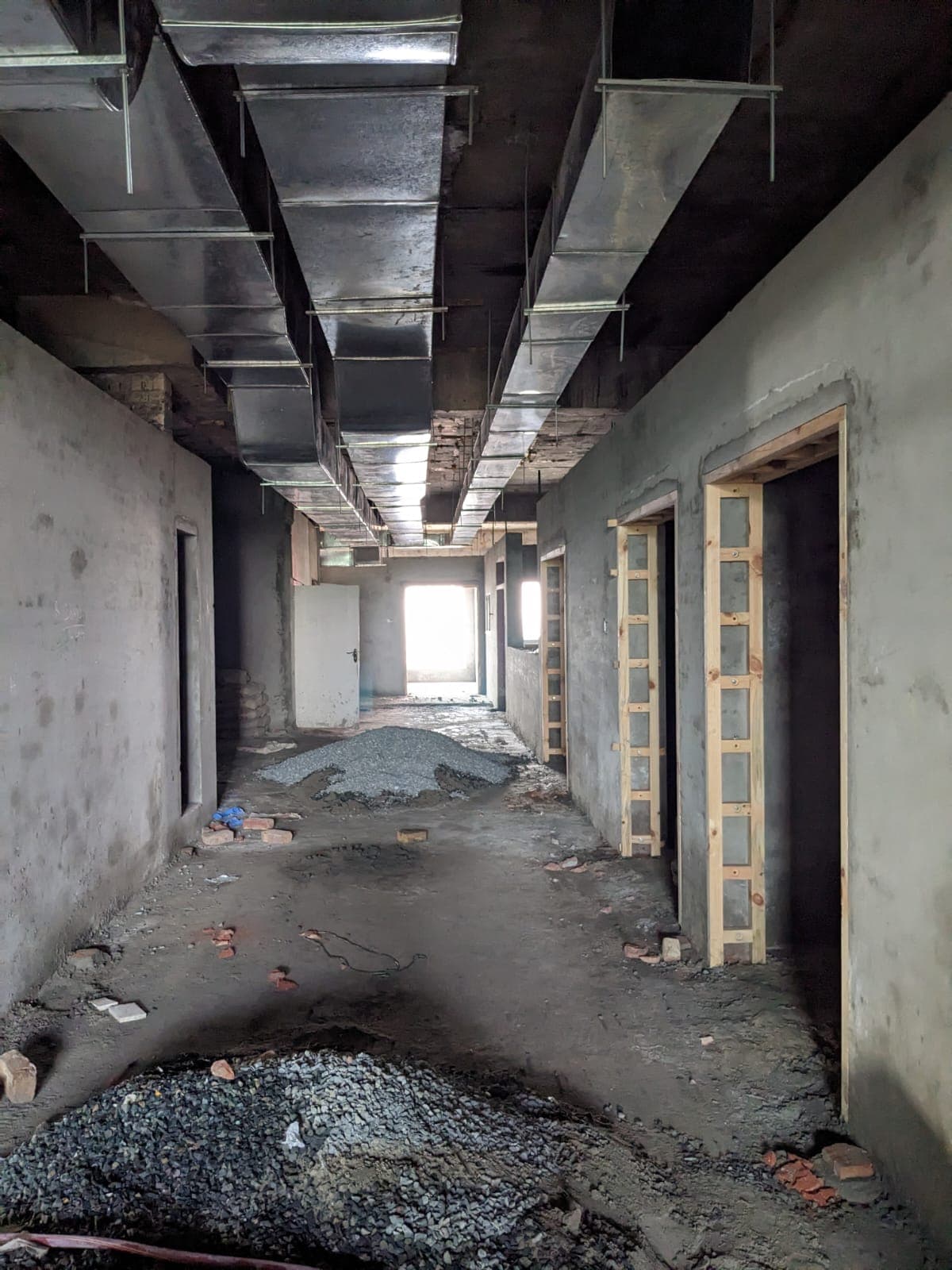 Building interior under construction during a quality inspection